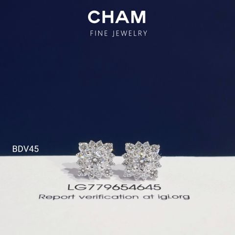 Hoa Tai BDV45 Vàng 10k Chủ 4.0mm Kim Cương Lab Grown Diamond (Barcode DBT4)