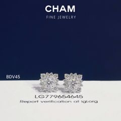 Hoa Tai BDV45 Vàng 10k Chủ 4.0mm Kim Cương Lab Grown Diamond (Barcode DBT4)