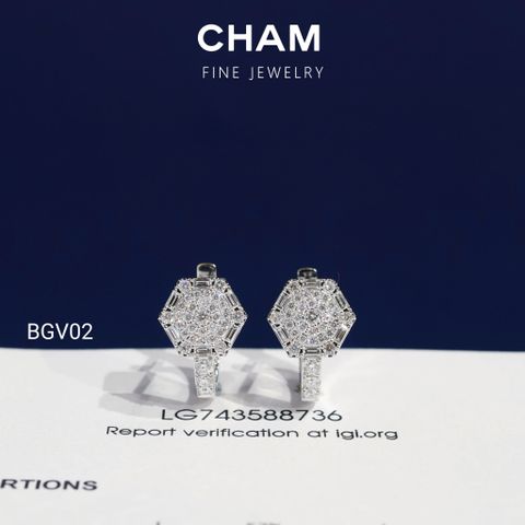Hoa Tai BGV02 Vàng 10k Kim Cương Lab Grown Diamond