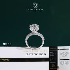 Nhẫn NC310 CHAM JEWELRY, Đá Moissanite C&C Chủ 9.0mm (Barcode OCNN145)