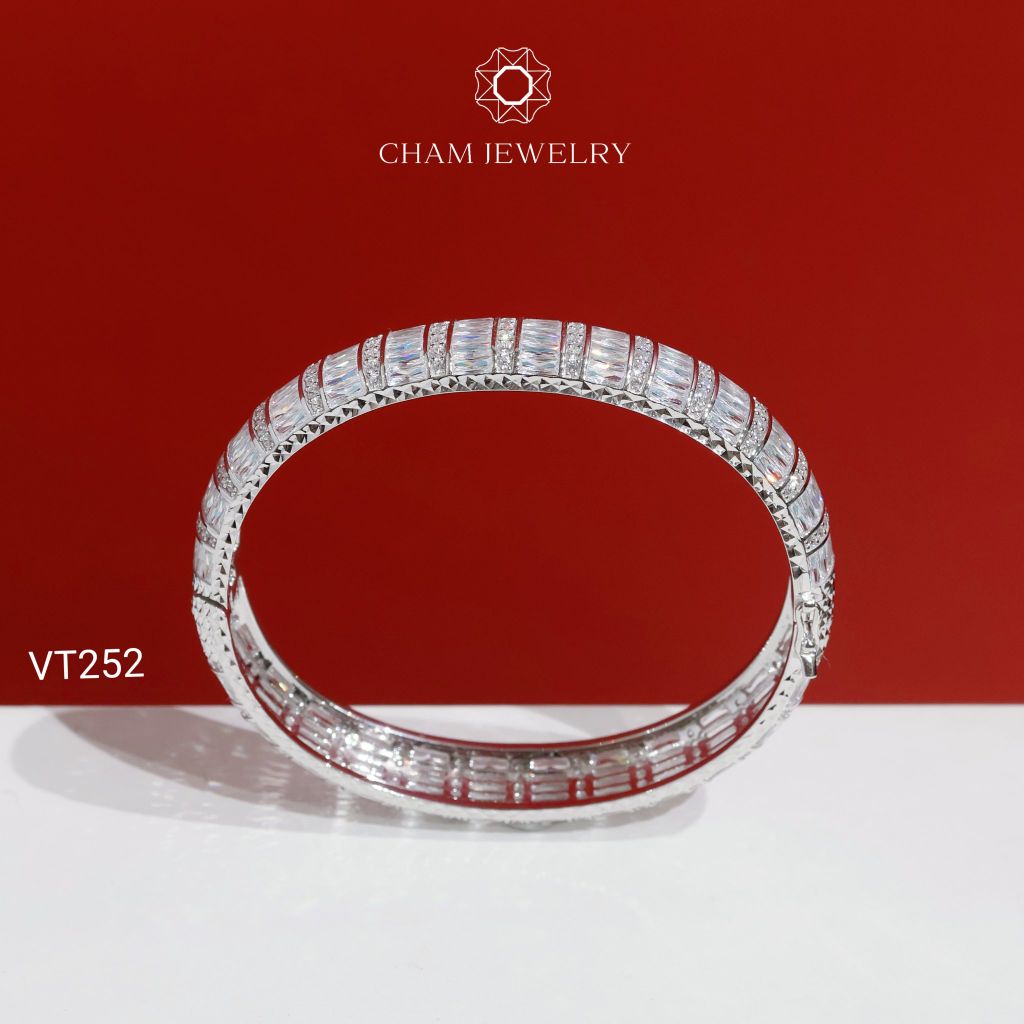 Vòng Tay CHAM JEWELRY VT252, Vòng Kiểu Full Đá Bản 12.0mm (Barcode PVH149)