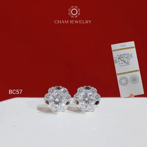Hoa Tai CHAM JEWELRY BC57, Hoa Tai Chủ Moissanite 5.0mm(Barcode TVM119)