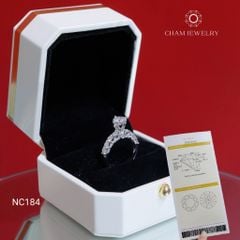 Nhẫn NC184 CHAM JEWELRY, Full Đá Moissanite Chủ 6.3mm (Barcode ONN253)