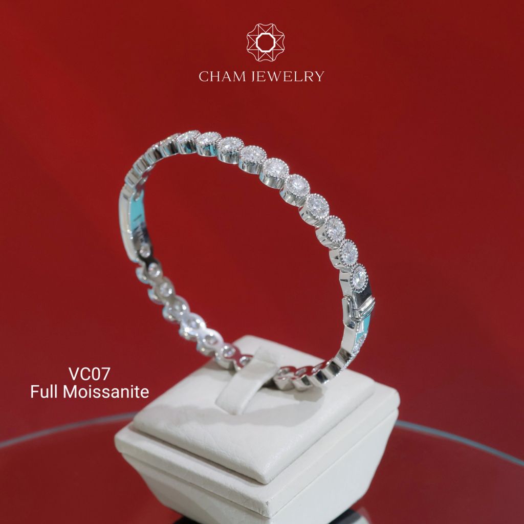 Vòng Tay VC07 CHAM JEWELRY, Vòng Full Moissanite 5.0mm (Barcode OHV01).