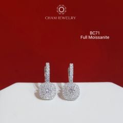 Hoa Tai CHAM JEWELRY BC71, Hoa Tai Khóa Gài Full Moissanite Chủ 4.0mm (Barcode TVM63)