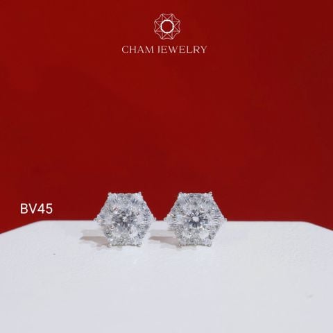 Hoa Tai BV45 CHAM JEWELRY , Chủ 4.0mm ( Barcode TBV508).