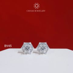 Hoa Tai BV45 CHAM JEWELRY , Chủ 4.0mm ( Barcode TBV508).