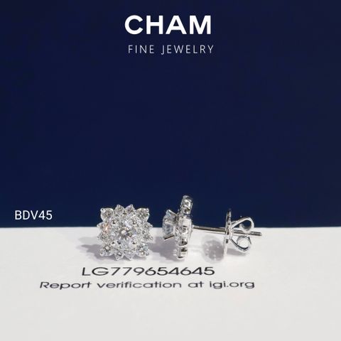 Hoa Tai BDV45 Vàng 10k Chủ 4.0mm Kim Cương Lab Grown Diamond (Barcode DBT4)