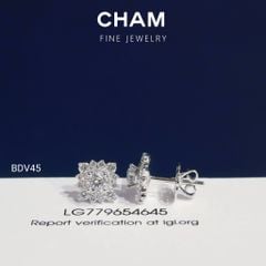 Hoa Tai BDV45 Vàng 10k Chủ 4.0mm Kim Cương Lab Grown Diamond (Barcode DBT4)