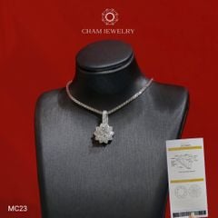 Mặt Dây Chuyền MC23 CHAM JEWELRY , Mặt Hoa Tia Chủ Moissanite 5.5mm (Barcode TVM117).