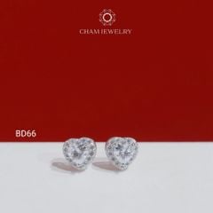 Hoa Tai BD66 CHAM JEWELRY, Hoa Tai Trái Tim Chủ Tim 4.0mm (Barcode TBD1733).
