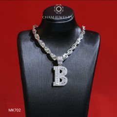 Mặt Dây Chuyền MK702 CHAM JEWELRY, Mặt Chữ B Full Đá (Barcode TMCC6).
