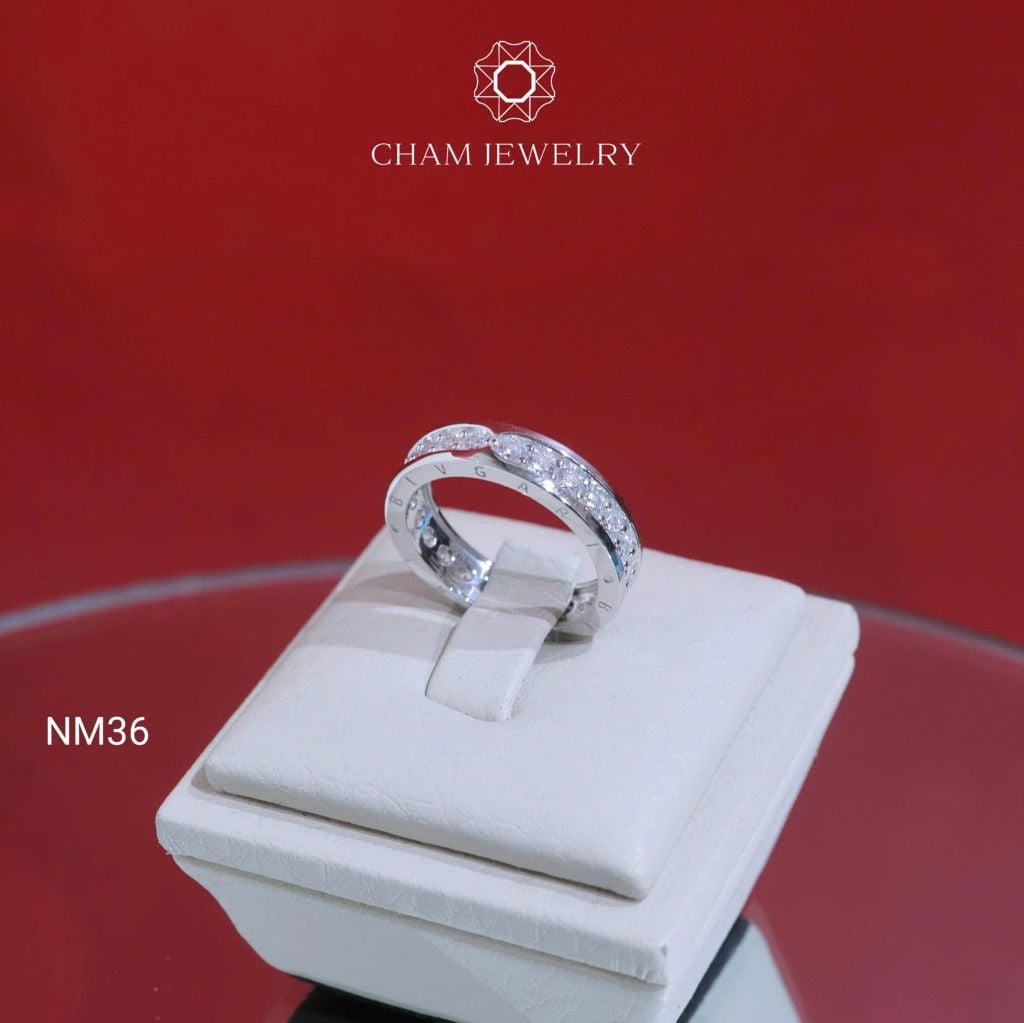 Nhẫn NM36 CHAM JEWELRY, Nhẫn Full Đá Bản 4.5mm (Barcode CN7117).