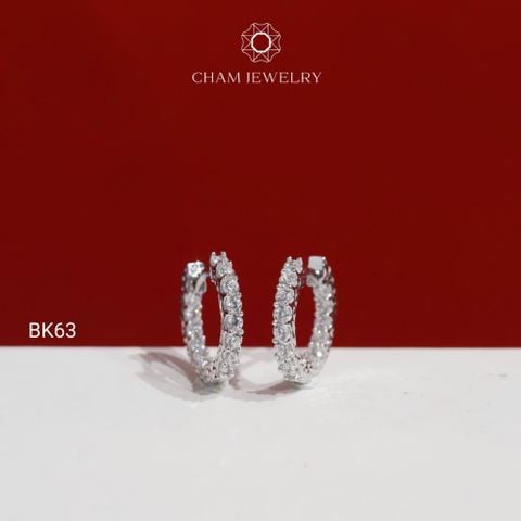 Hoa Tai CHAM JEWERLY BK63, Hoa Tai 1 Hàng Đá 1.8mm (Barcode TBK378)
