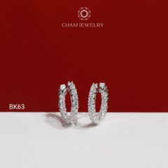 Hoa Tai CHAM JEWERLY BK63, Hoa Tai 1 Hàng Đá 1.8mm (Barcode TBK378)