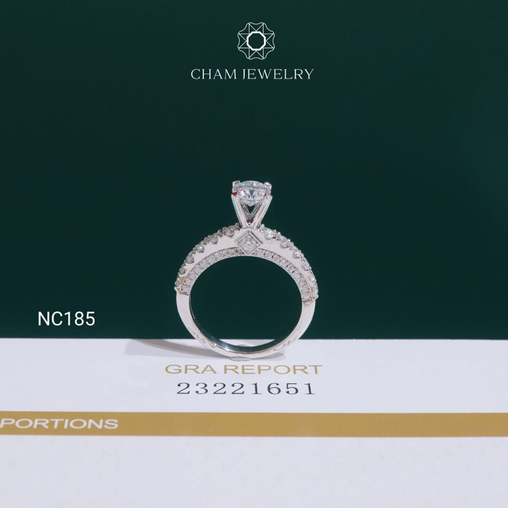 Nhẫn NC185 CHAM JEWELRY, Full Đá Moissanite Chủ 5.4mm (Barcode OCNN15)