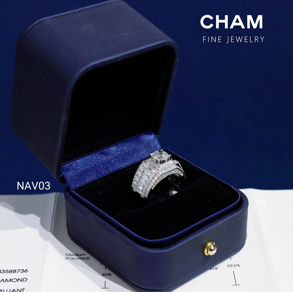 Nhẫn Nam NAV03 Chủ 6.8mm Vàng 10k Kim cương Lab-grown