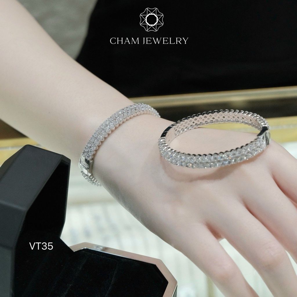 Vòng Tay CHAM JEWELRY VT35, 2 Hàng Đá 3.0mm ( Barcode TV42).