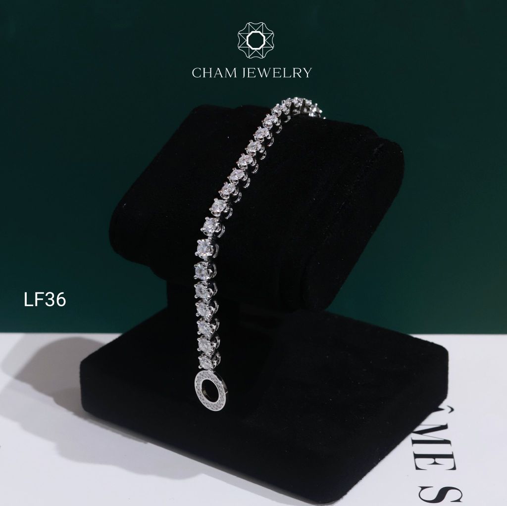 Lắc Tay LF36 CHAM JEWELRY, Full Moissanite C&C 4.0mm Khóa Tròn (Barcode OCL14)