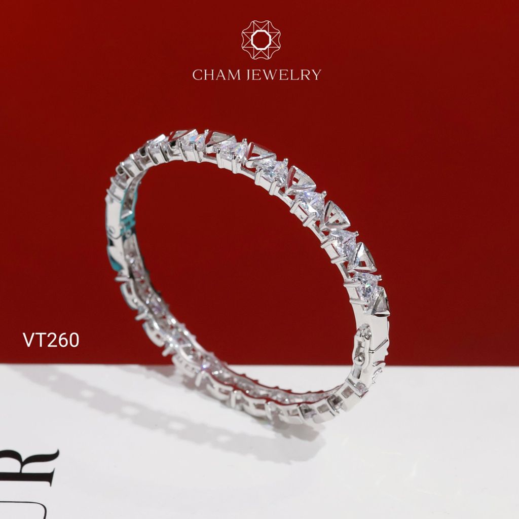 Vòng Tay CHAM JEWELRY VT260, Vòng Kiểu Đá Tam Giác Bản 5.0mm (Barcode PVH380)