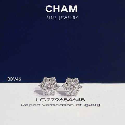 Hoa Tai BDV46 Vàng 10k Chủ 4.0mm Kim Cương Lab Grown Diamond (Barcode DBT3)