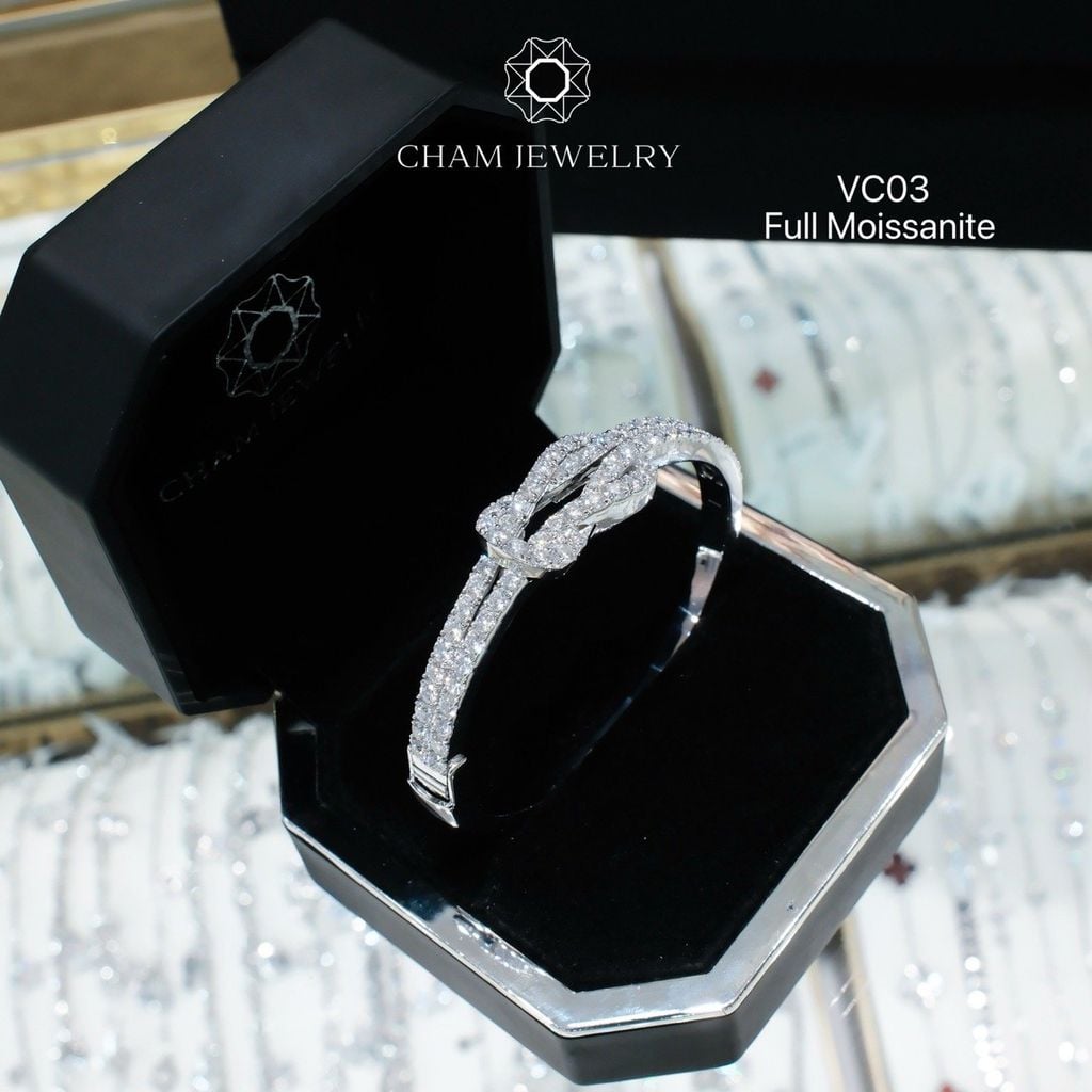 Vòng Tay VC03 CHAM JEWELRY, Full Moissanite Cao Cấp  (Barcode OVT02).