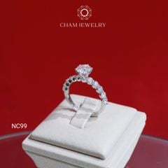Nhẫn NC99 CHAM JEWELRY, Full Đá Moissanite, Chủ 6.3mm (Barcode OHN03)