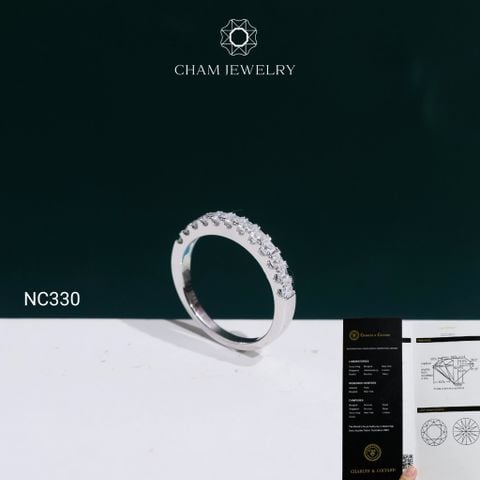 Nhẫn NC330 CHAM JEWELRY, Nhẫn Full Đá Moissanite C&C 2.0mm (Barcode OCNN128)