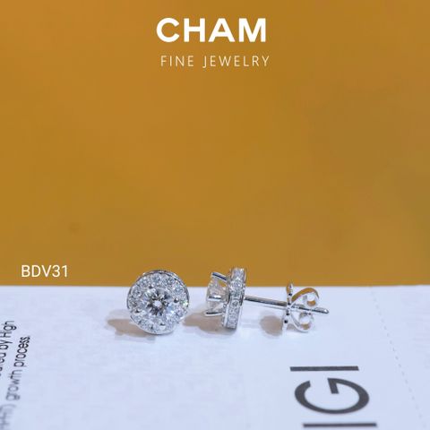 Hoa Tai BDV31 Vàng 10k Chủ 4.5mm Kim Cương Lab Grown Diamond