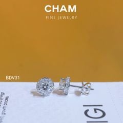 Hoa Tai BDV31 Vàng 10k Chủ 4.5mm Kim Cương Lab Grown Diamond