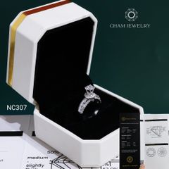 Nhẫn NC307 CHAM JEWELRY, Đá Moissanite C&C Chủ 5.4mm (Barcode OCNN134)