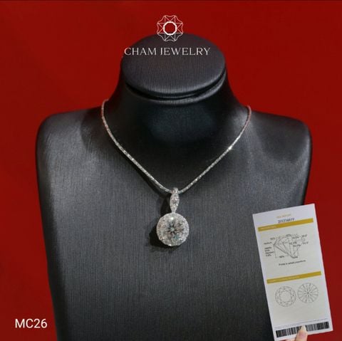 Mặt Dây Chuyền MC26 CHAM JEWELRY , Mặt Xoàn Tròn Chủ Moissanite 6.3mm (Barcode TVM46).