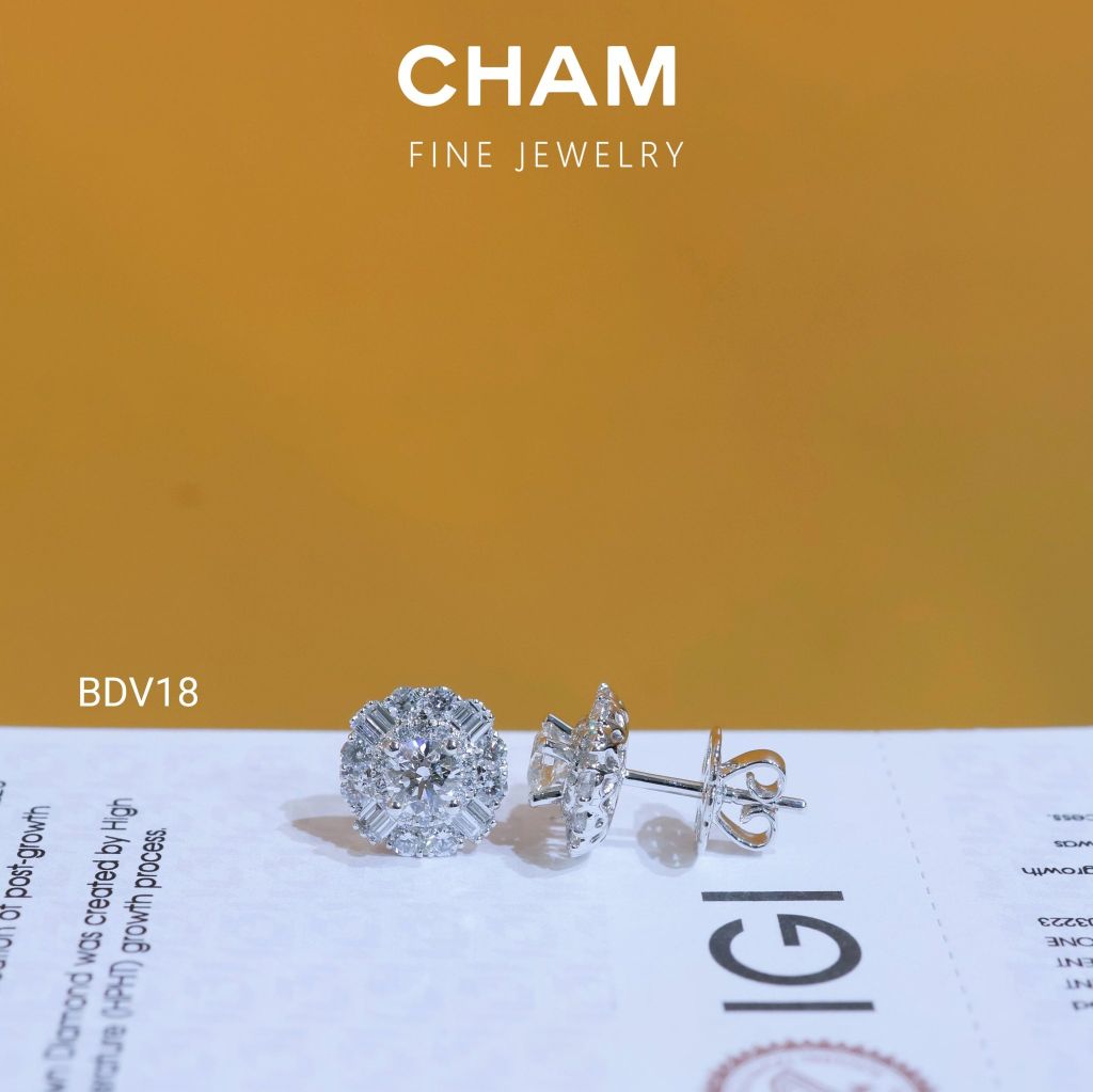 Hoa Tai BDV18 Chủ 4.5mm Vàng 10k Kim Cương Lab Grown Diamond