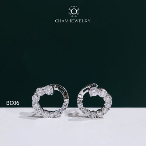 Hoa Tai CHAM JEWELRY BC06, Full Moissanite Cao Cấp (Barcode OCB50).