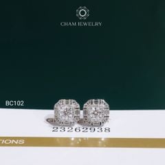 Hoa Tai BC102 CHAM JEWELRY, Hoa Tai Full Đá Moissanite Chủ 4.0mm (Barcode OCB16)