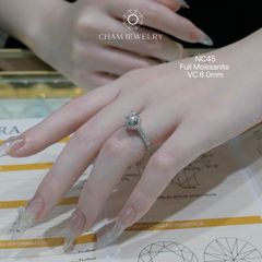 Nhẫn NC45 CHAM JEWELRY, Full Moissanite 6.0mm (Barcode TFM40).