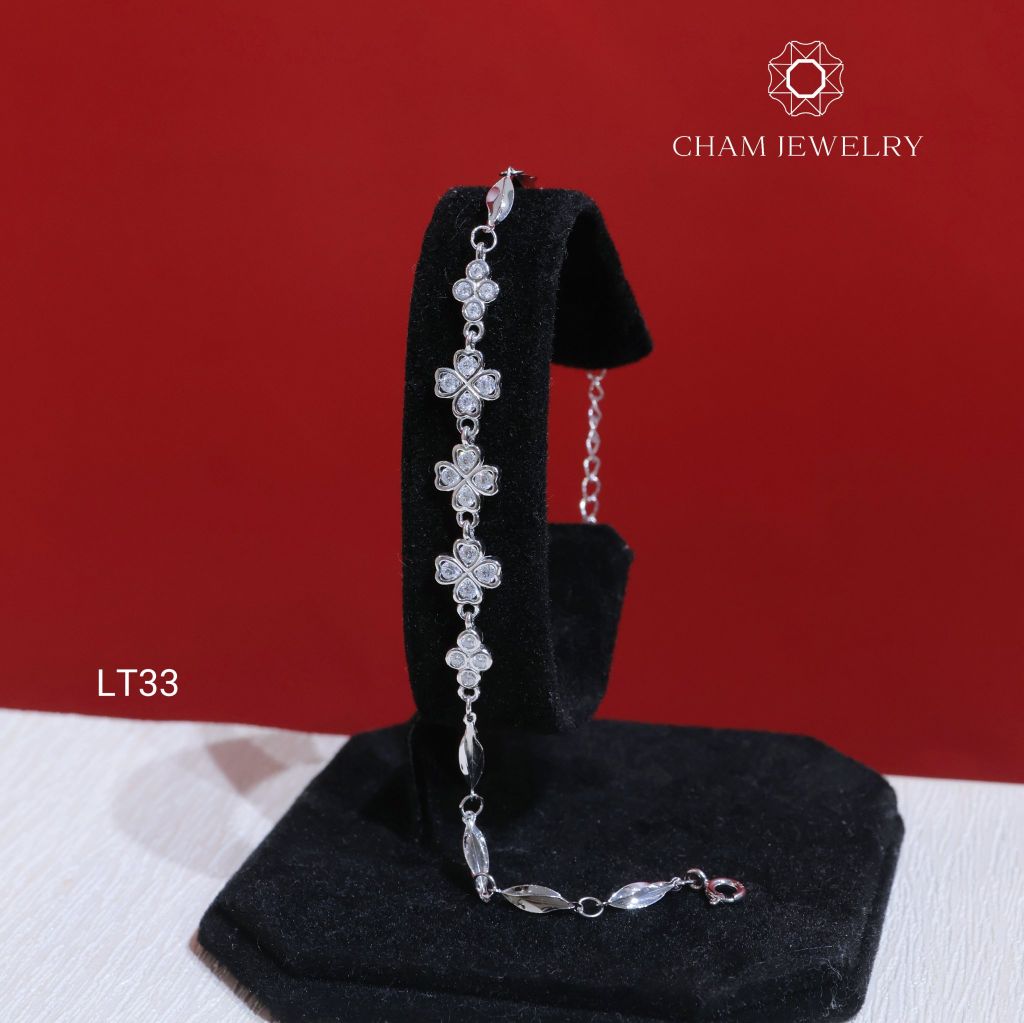 Lắc Tay LT33 CHAM JEWELRY, Lắc Cỏ 4 Lá (Barcode CLACY734).