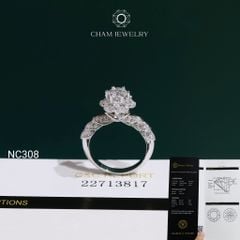 Nhẫn NC308 CHAM JEWELRY, Đá Moissanite C&C Chủ 5.4mm (Barcode OCNN133)