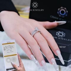 Nhẫn NC137 CHAM JEWELRY, Full Đá Moissanite Chủ 5.4mm (Barcode OCNN02).
