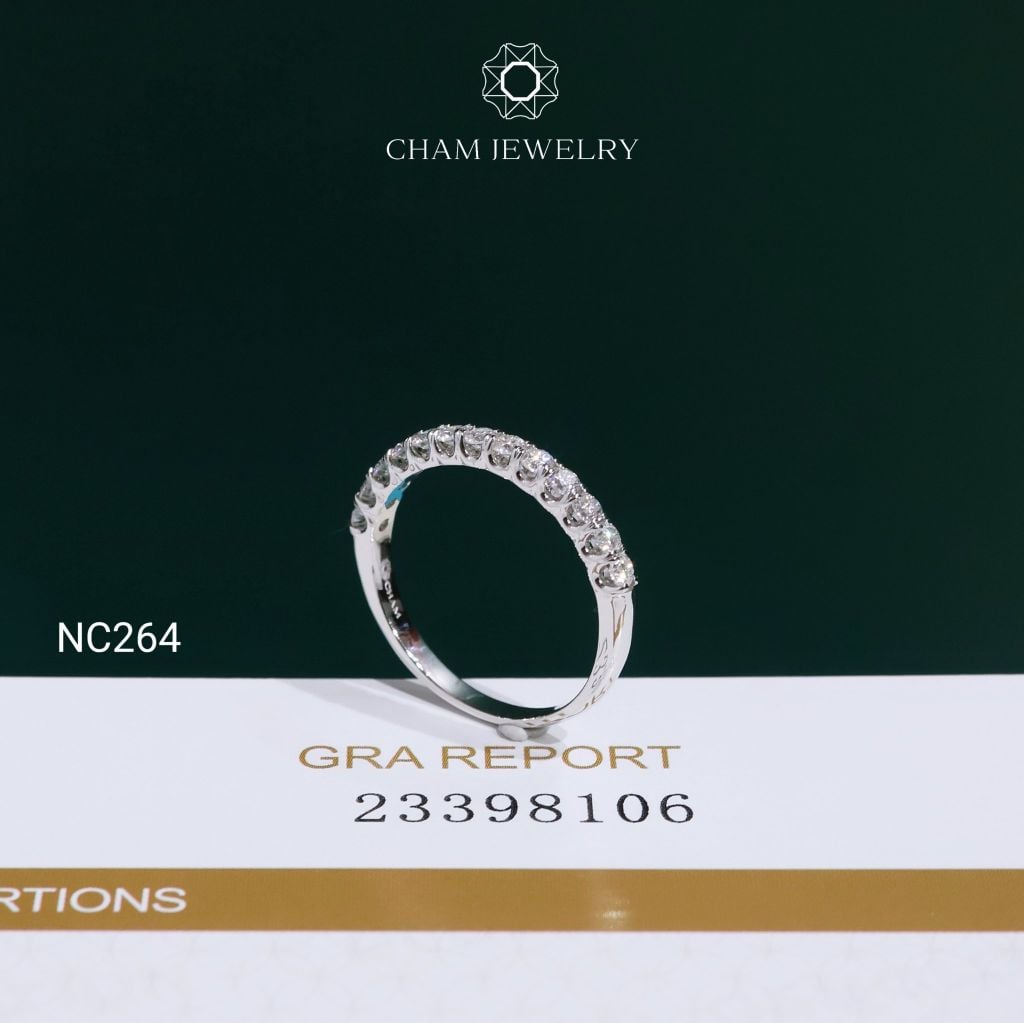 Nhẫn NC264 CHAM JEWELRY, Nhẫn Full Đá Moissanite 2.0mm (Barcode OCNN96)