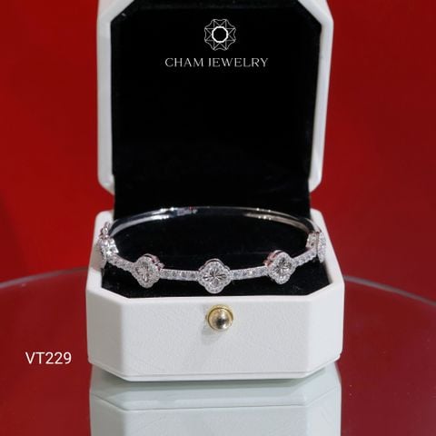 Vòng Tay VT229 CHAM JEWELRY, Vòng Nửa Hàng Cỏ 4 Lá 7.5mm (Barcode TV206).