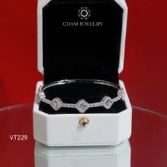 Vòng Tay VT229 CHAM JEWELRY, Vòng Nửa Hàng Cỏ 4 Lá 7.5mm (Barcode TV206).