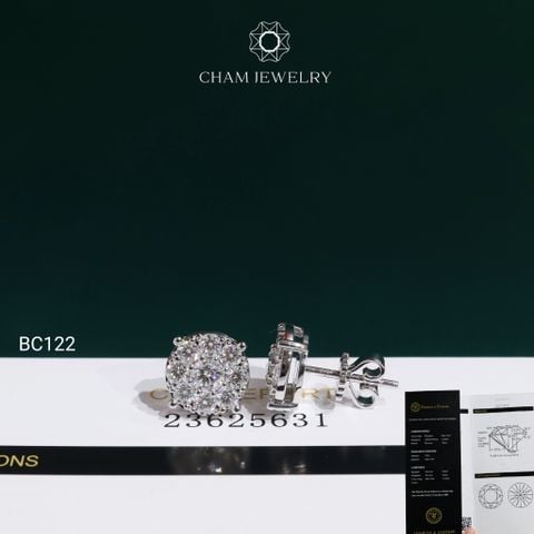 Hoa Tai CHAM JEWELRY BC122, Hoa Tai Full Moissanite C&C Chủ 4.0mm (OCB66 )