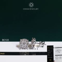 Hoa Tai CHAM JEWELRY BC122, Hoa Tai Full Moissanite C&C Chủ 4.0mm (OCB66 )