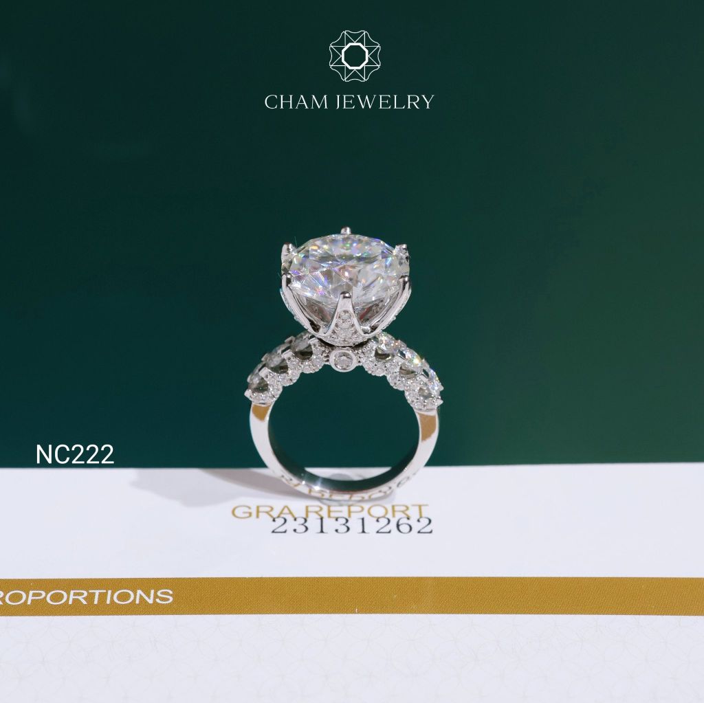 Nhẫn NC222 CHAM JEWELRY, Nhẫn Full Đá Moissanite Chủ 14.0mm (Barcode OCNN70)