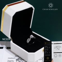 Nhẫn NC329 CHAM JEWELRY, Full Đá Moissanite C&C Chủ 4.0mm (Barcode OCNN129)