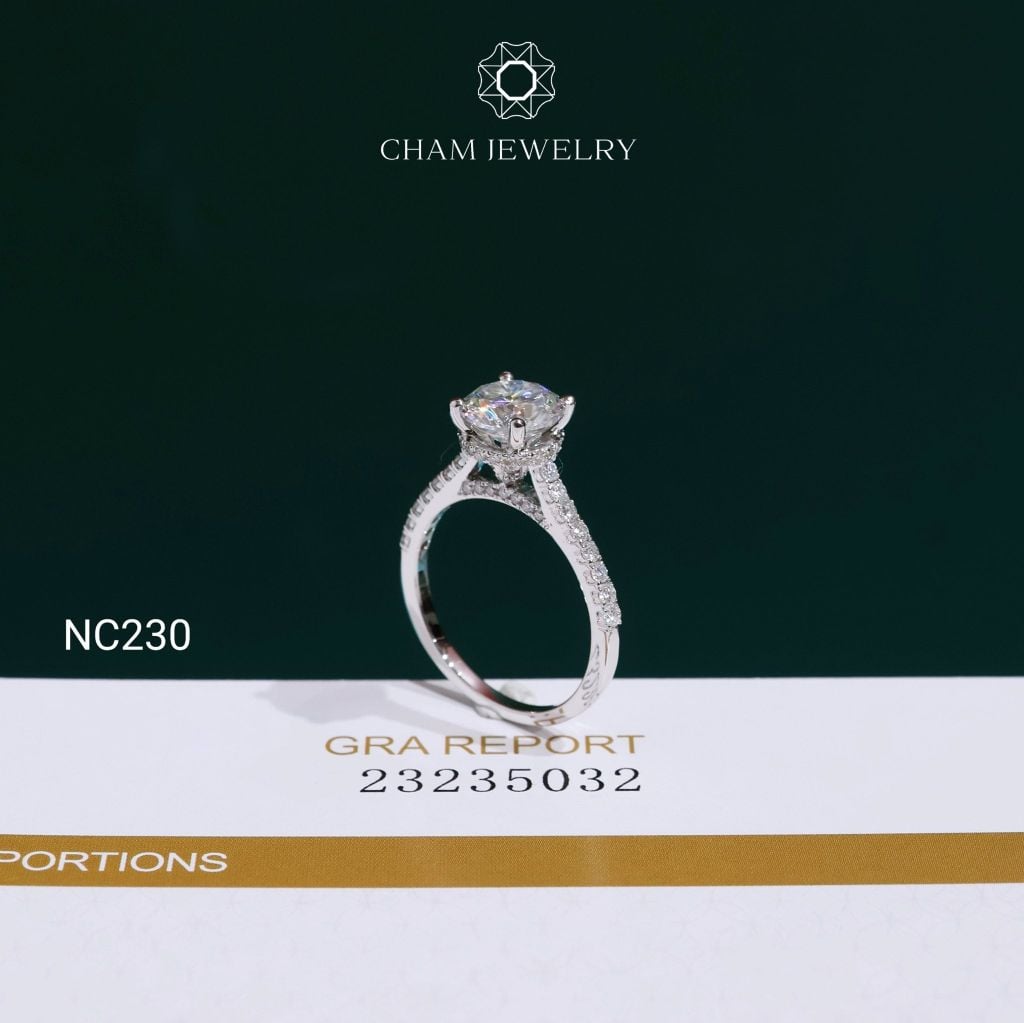 Nhẫn NC230 CHAM JEWELRY, Nhẫn Full Đá Moissanite Chủ 7.2mm (Barcode ONNU287)