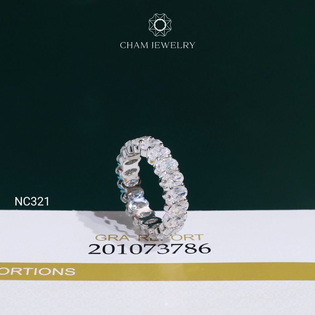 Nhẫn NC321 CHAM JEWELRY,  Full Đá Oval 3.0x5.0mm Moissanite C&C (OCNN141)