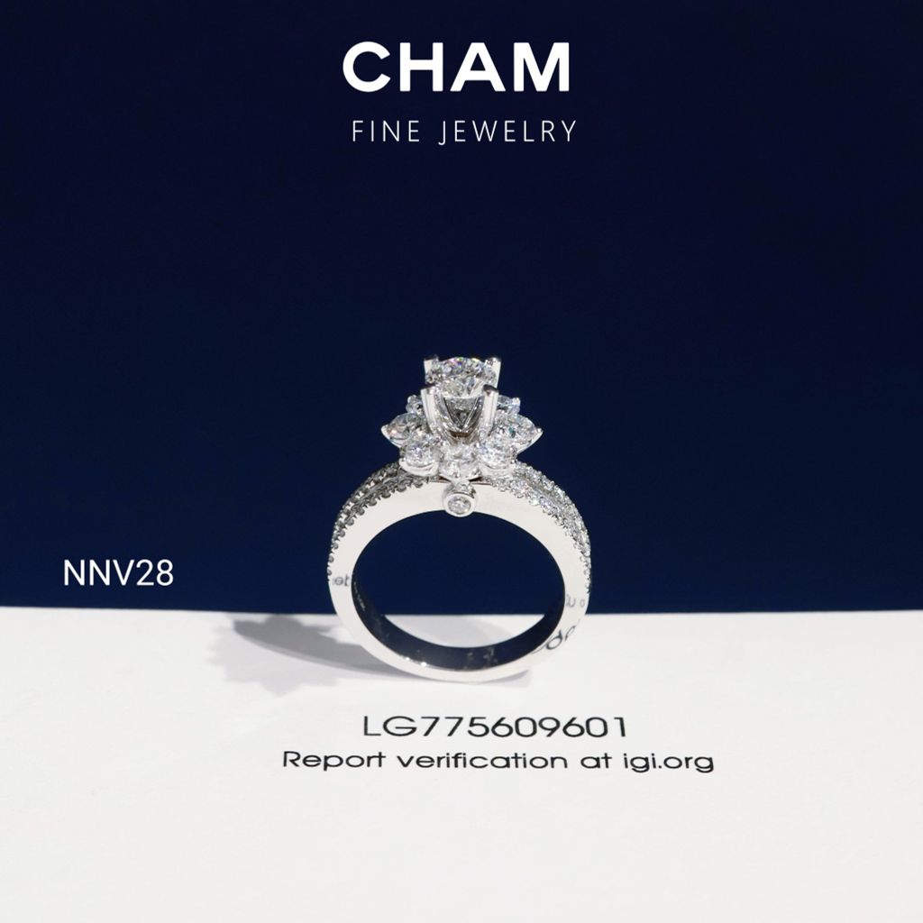 Nhẫn Nữ NNV28 Vàng 10k Chủ 5.4mm Kim Cương Lab Grown Diamond
