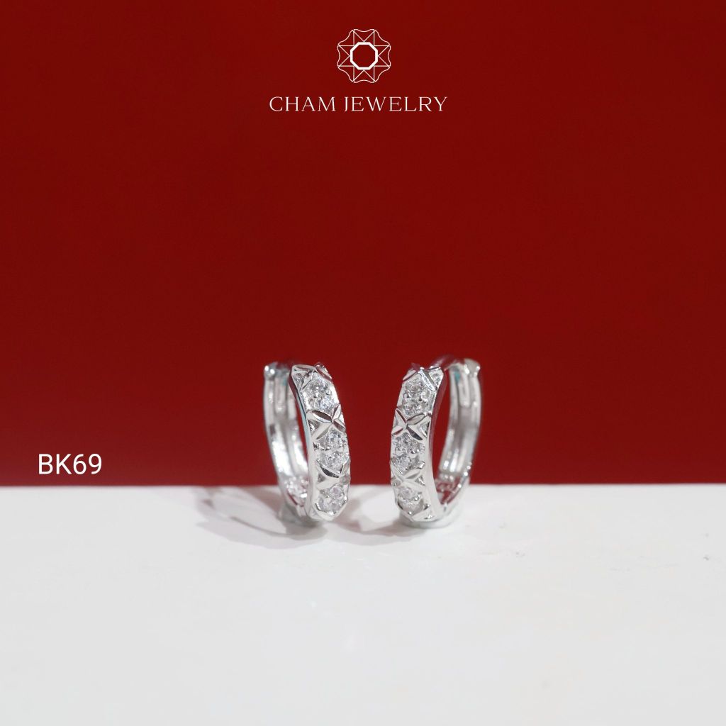 Hoa Tai BK69 CHAM JEWELRY, Hoa Tai Khoen Kiểu (Barcode TBK399).